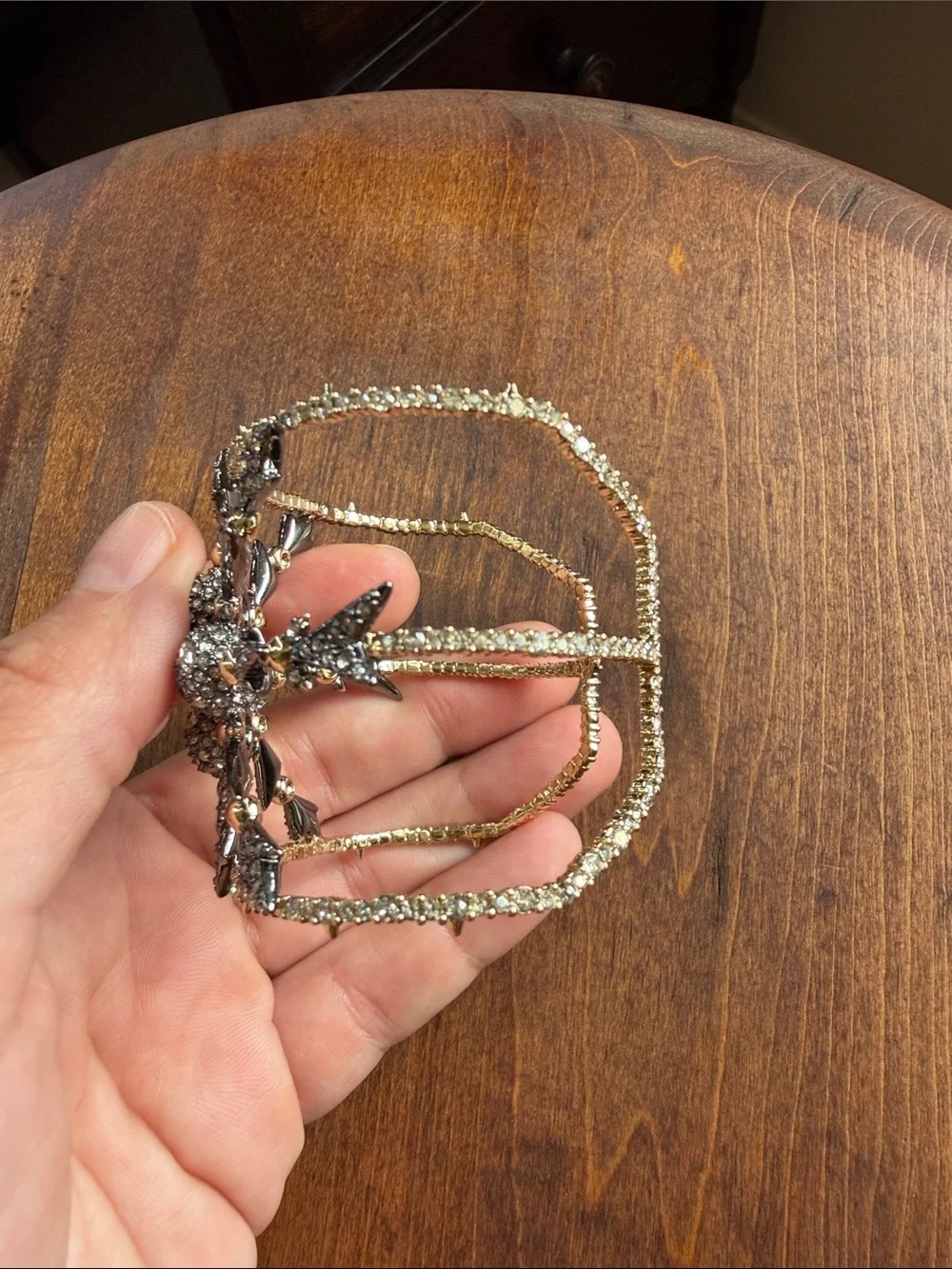 Vintage Alexis Bittar Pavé Crystal Snowflake Cuff Bracelet